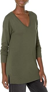 Amazon Essentials Women's Regular Fit Lightweight Long-Sleeved V-Neck Tunic Jumper (Available in Plus Size)