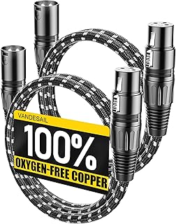 VANDESAIL XLR Cables 3ft 2 Pack,Short Microphone Cable OFC Noise Reduction | XLR Male to Female Balanced Microphone Cord 3 pin,3 Foot Short mic Cord Oxygen-Free Copper Nylon Braided Black