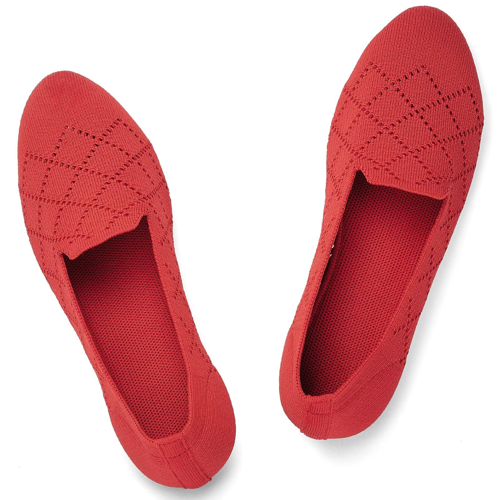 Puxowe Comfortable Ballerinas Women's Breathable Knitted Flat Shoes Memory Foam 