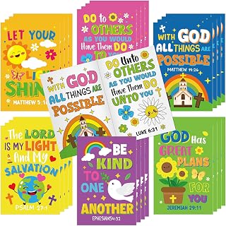 Cinrobiye 24 PCS Bible Verse Coloring Books Bulk, Christian Religious Coloring Activity for Sunday School, VBS, Church Events, Faith-Based Gatherings, Party Favors and Handouts