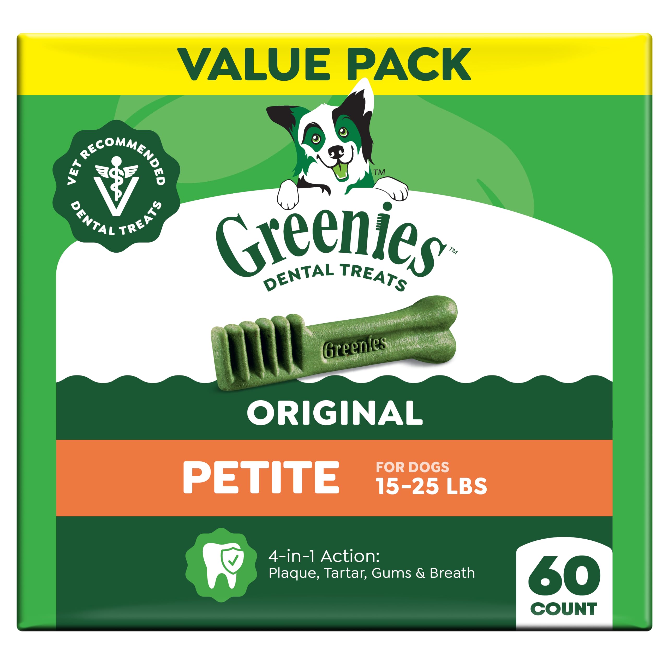 Greenies Petite Natural Dental Dog Treats, Original Flavor, 60 Count | Veterinar