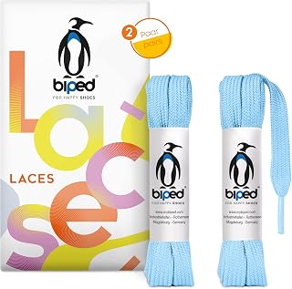 biped LACES 2 Pairs Flat Polyester Shoelaces 10mm Wide - Laces for Trainers and Sports Shoes - Tear Resistant and Washable z2913