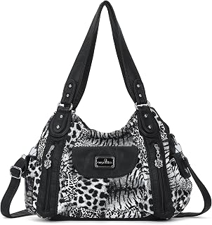 Angel Kiss Women Handbags Shoulder Bags Washed Leather Satchel Tote Bag Mutipocket Hobo Purse