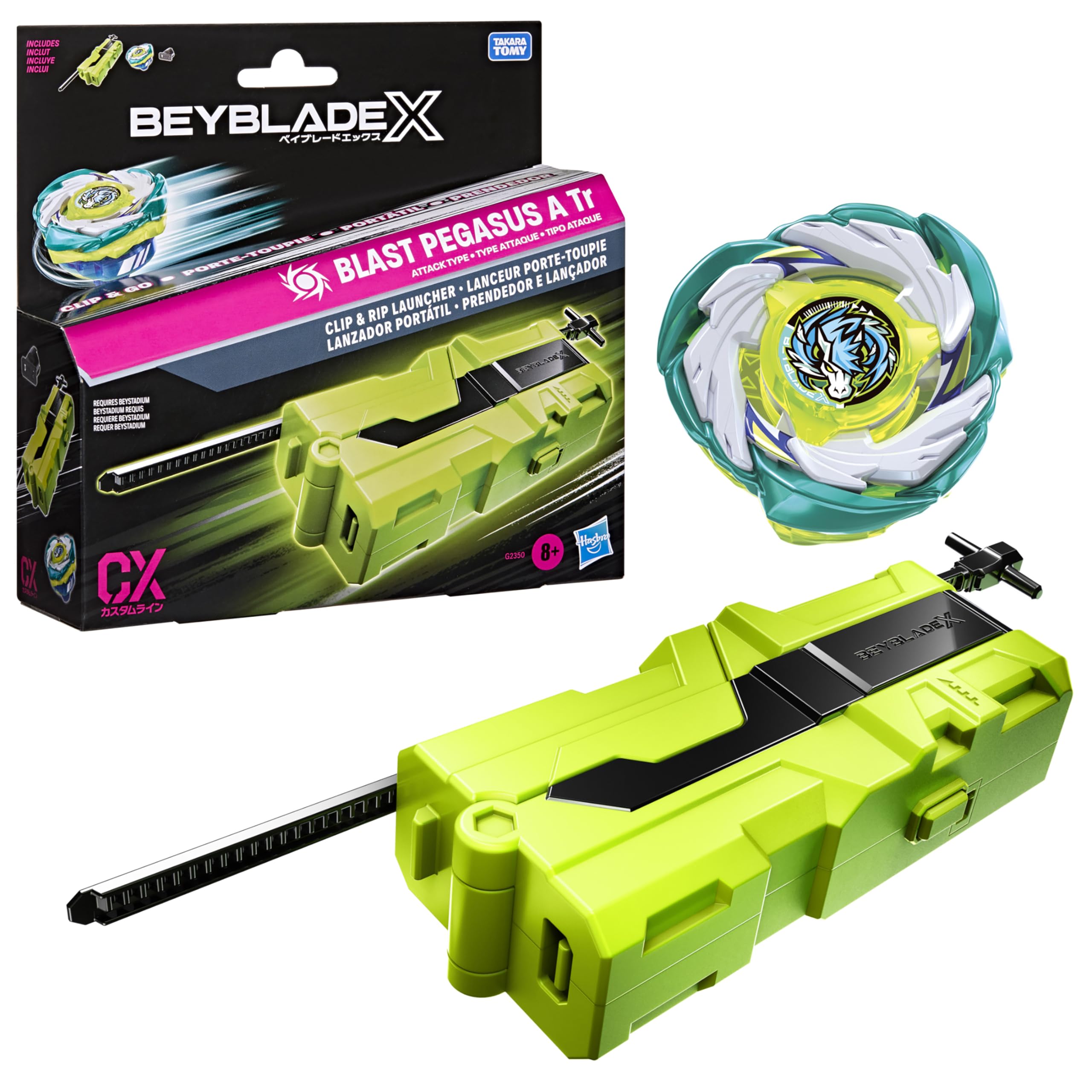 Beyblade X Blast Pegasus A Tr Clip & Rip Launcher with Takara Tomy Attack Type T
