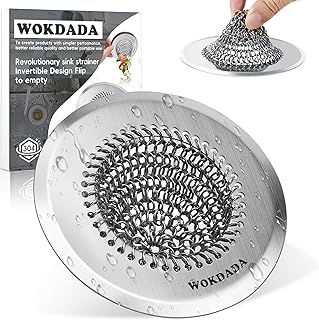 Kitchen Sink Drain Strainer,Patented Reversible Chain Mesh Basket Anti-Clog | Revolutionary Sink Strainer-Flip to Empty,Easy Clean,Fast Drainage,304 Stainless Steel ,4.4" Large Capacity Food Catcher