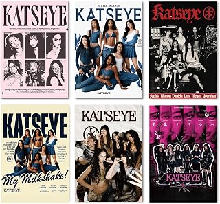 KOWASO 6 Sheets Katseye Poster, Top Idol Girl Groups Colorful Poster with Adhesive Backing, Wall Hanging for Bedroom Dorm Studio, Trendy Room Decor Backdrop 34.5 * 24 cm