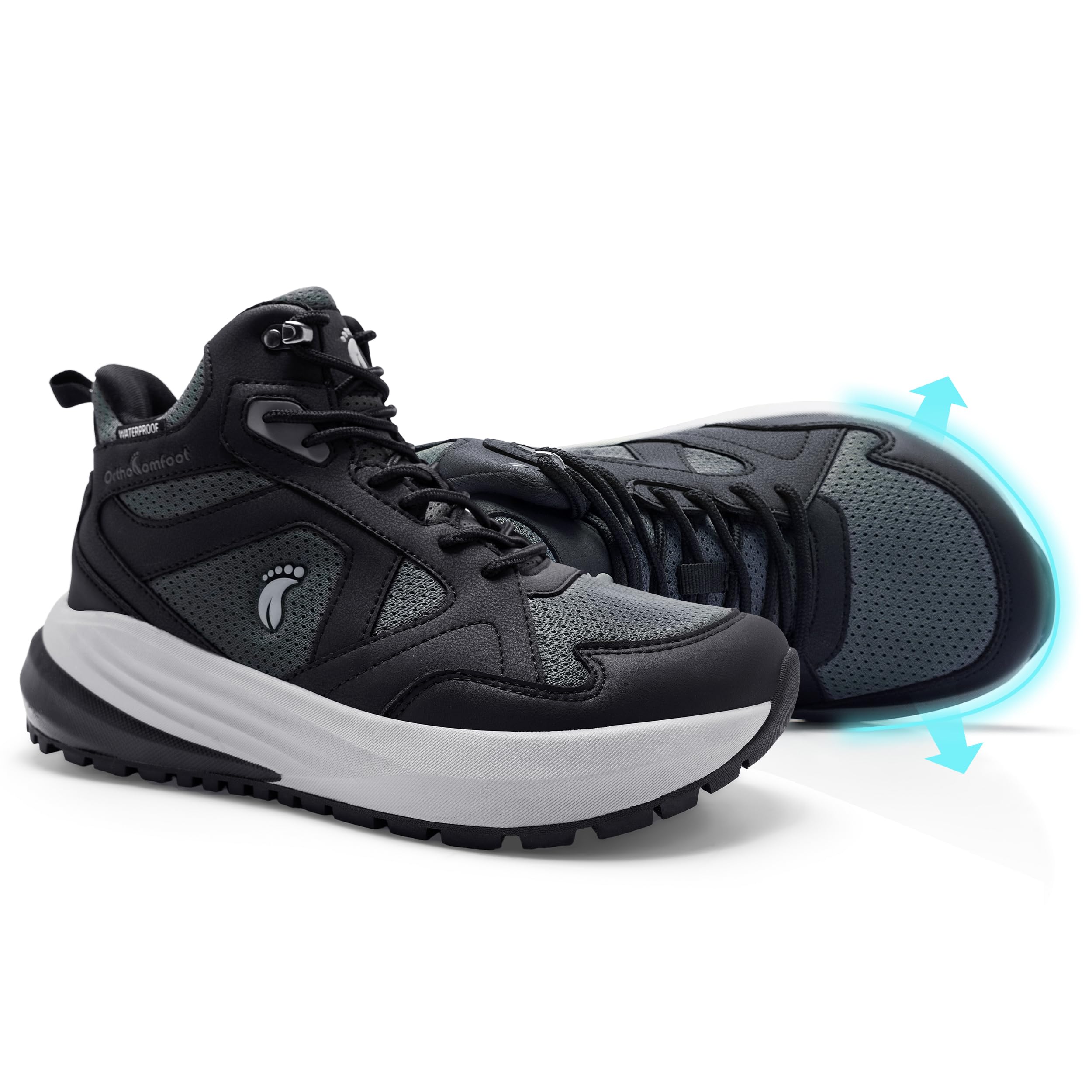 OrthoComfoot Men's Orthopedic Waterproof Hiking Boots: Comfortable Wide Arch Sup