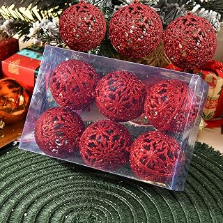 6pcs/box 6cm Christmas Baubles Ornaments Christmas Tree Hanging Pendant Home Party Festival Christmas Plastic Ball Hanging Decoration (Red)