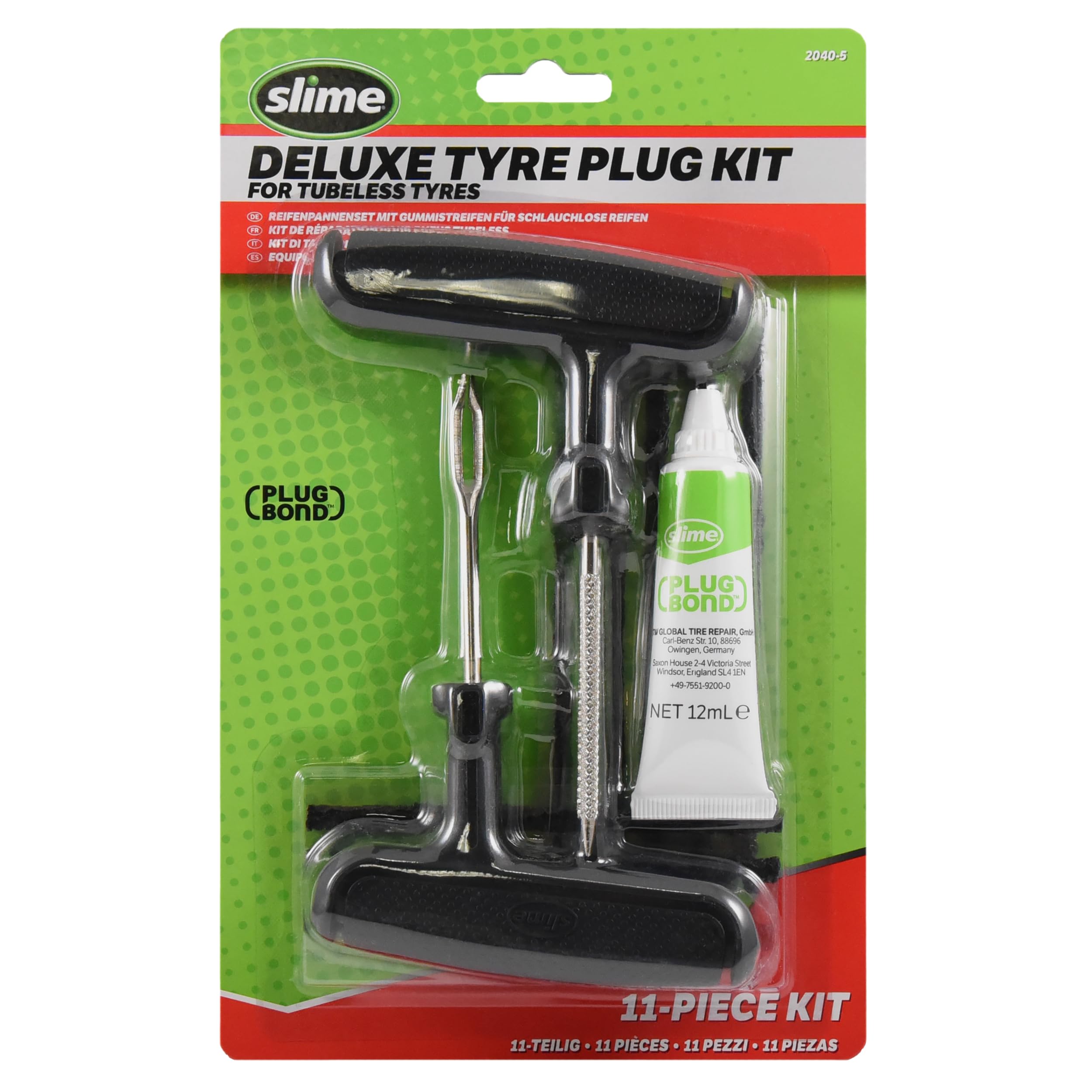 Slime 2040-5 Tire Repair Plug Kit, Deluxe, Contains Strings, Tools and Glue, 11 