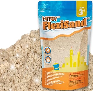 NiToy FlexiSand 1 kg Mouldable Play Sand, Original Colour | Never-Dries-Out Sensory Sand for Ages 3+, Bulk Refill for Sand Boxes, Shaping, Squeezing and Moulding