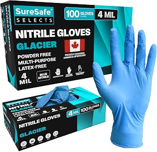 Blue Nitrile Gloves, 4 Mil Powder-Free Latex-Free | Textured grip for food service, cooking, cleaning, painting, hair dye; comfortable fit, puncture resistant everyday use