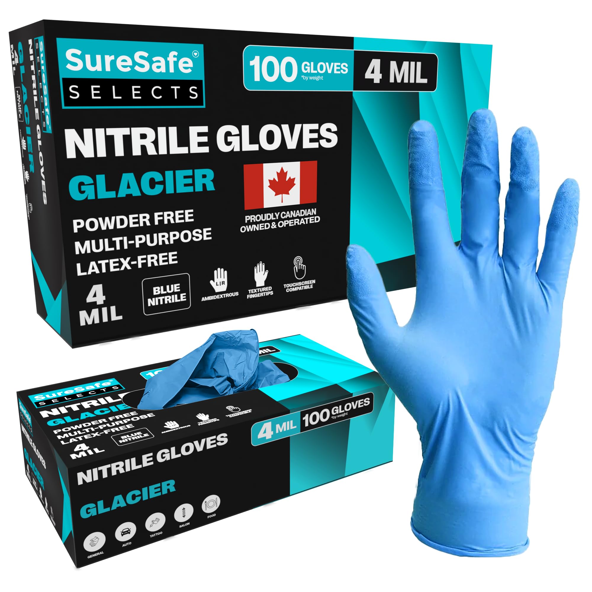 Blue Nitrile Gloves, 4 Mil Powder-Free Latex-Free | Textured grip for food servi