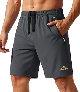 TACVASEN Men's Quick-Drying Training Shorts, Running Shorts, Breathable Sports Shorts with Zip Pockets