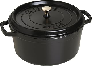 Staub Round Cast Iron Casserole Dish 7-qt - Matt Black, Made in France