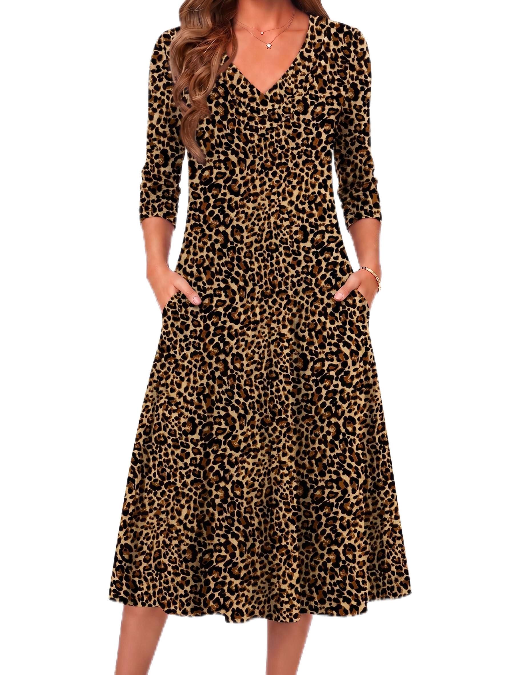 Zeagoo Vestidos de manga larga para mujer, vestido midi casual de otoño
