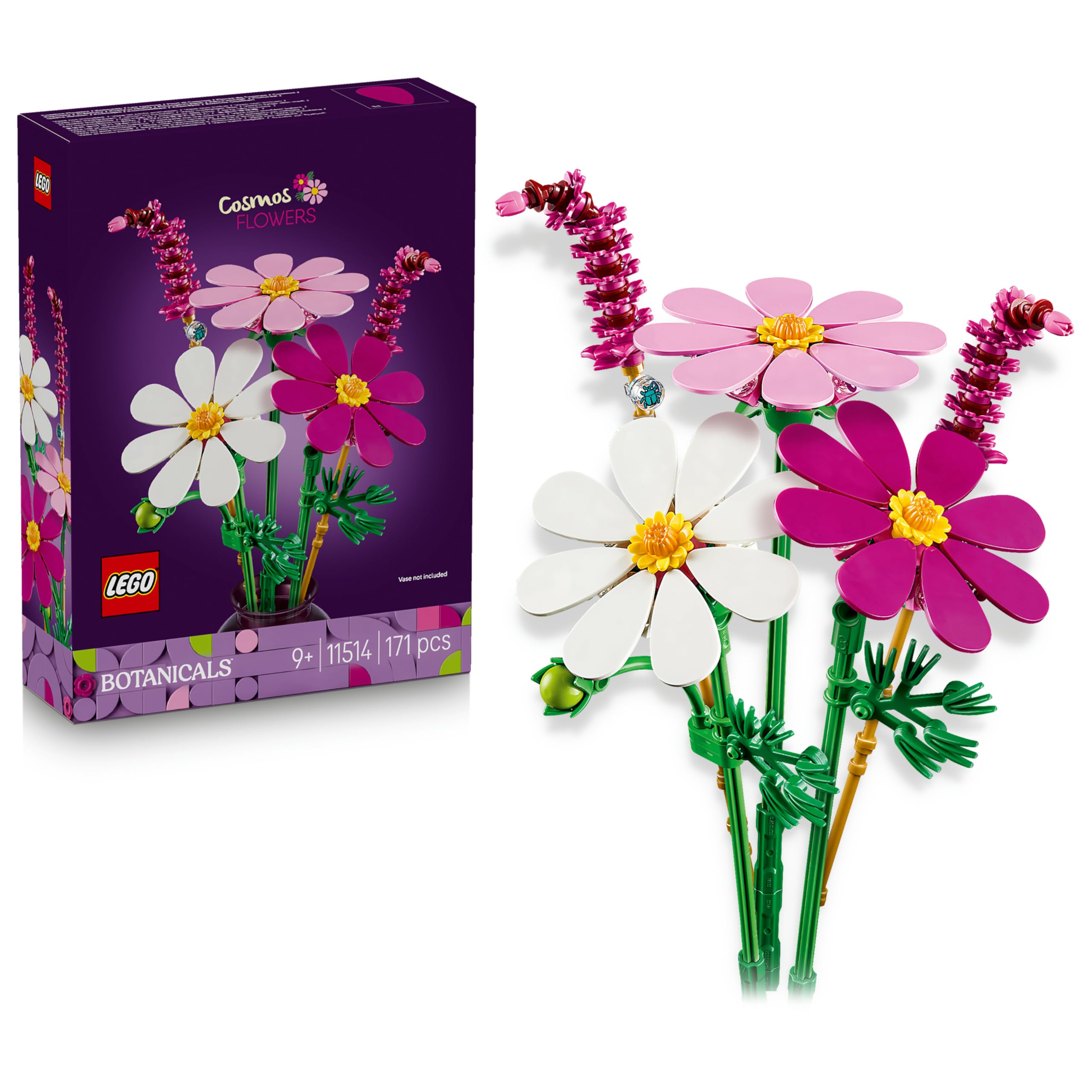 LEGO Botanicals Cosmos Flowers 11514 | Toys for 9+ Year Old Girls, Artificial Fl