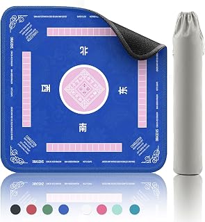 2F22E Mahjong Mat for Table 32.4" x 32.4", Blue Non-Slip Mah Jongg Mat | Noise Reduction American Mahjong Table Cover with Rubber Base, Game Mat for Poker, Card Games, Board Games, Dominoes