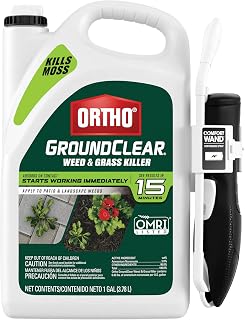 Ortho GroundClear Weed & Grass Killer with Comfort Wand, 1 gal. | Kills Dandelions, Chickweed, Crabgrass, Moss & More, OMRI Listed, Ready-to-Use Grass and Weed Killer Spray