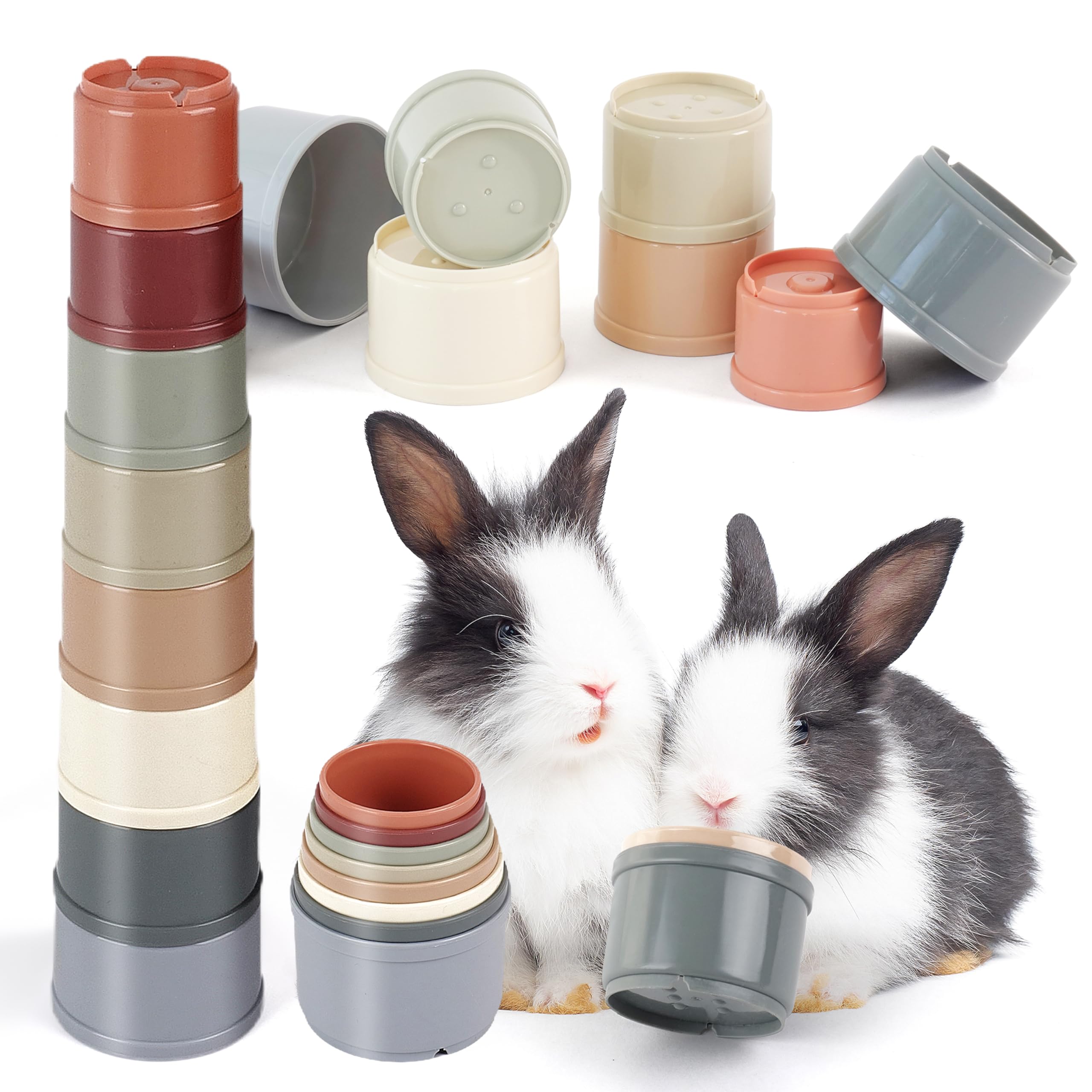 HIIMALEX 8-Pcs Bunny Toys Stacking Cups for Rabbit Foraging and Play Bunny Essen