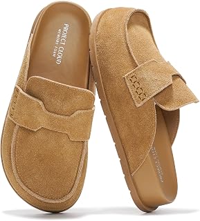 Project Cloud Women Genuine Suede Clogs with Memory Foam Arch Support Non-Slip Sole Clogs Clogs for Women Footwear Winter Platform Shoes (Foamy)