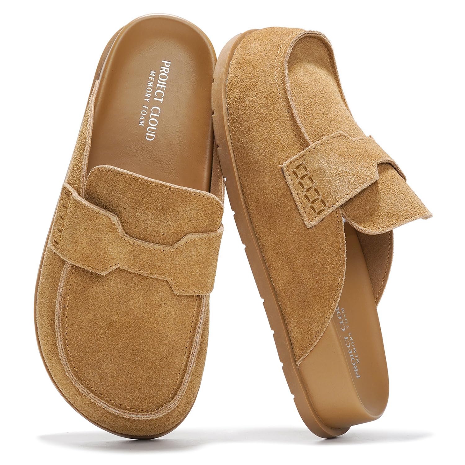 Project Cloud Women Genuine Suede Clogs with Memory Foam Arch Support Non-Slip S