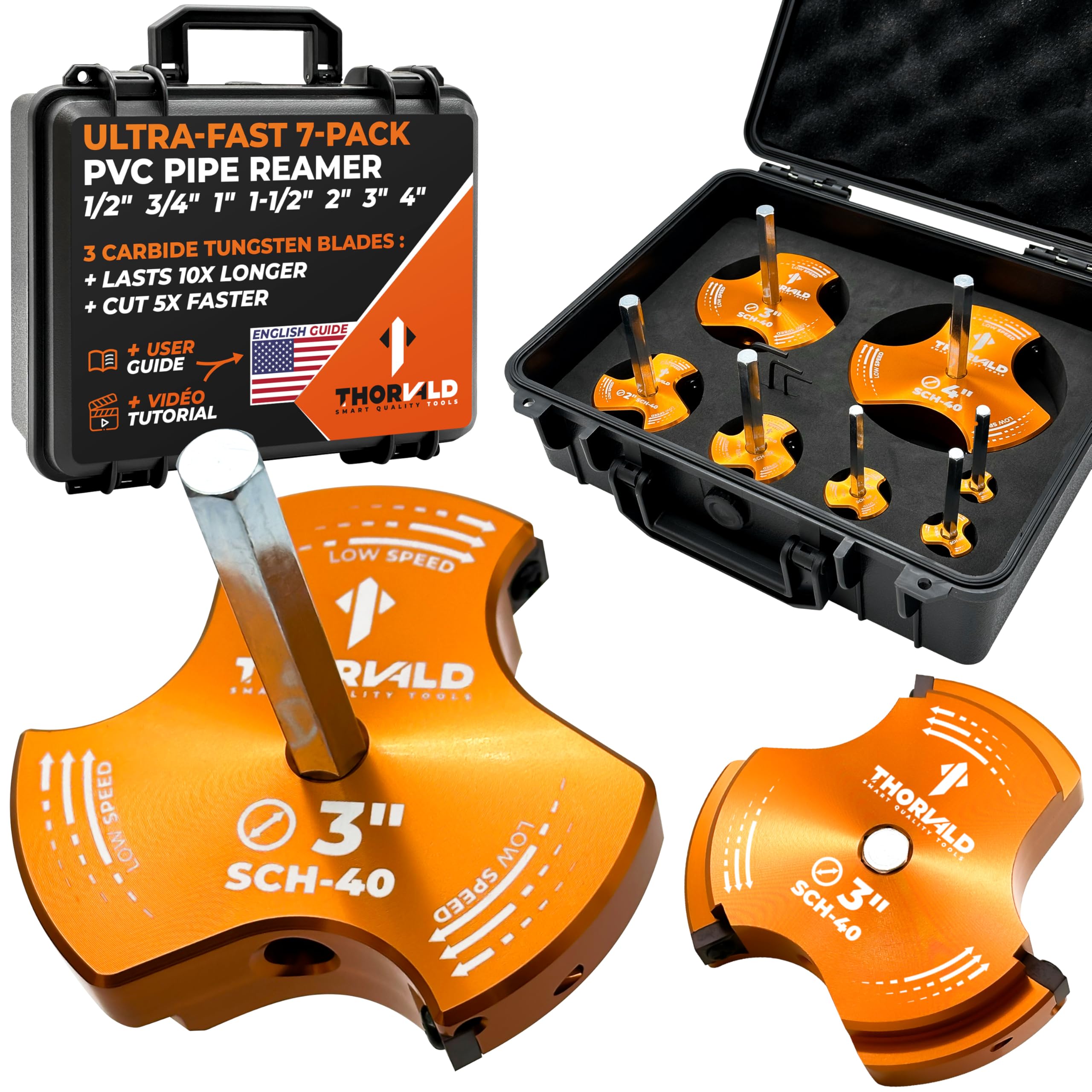 THORVALD PVC Pipe Reamer TriForce - 7 Sizes with Tungsten Carbide Blades - Video