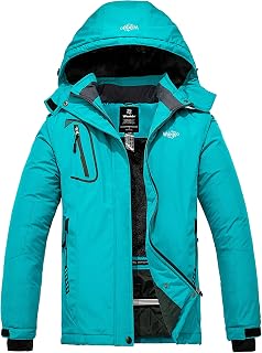 Wantdo Women's Mountain Ski Jacket, Warm Winter Fleece Coat, Waterproof and Breathable Raincoat, Outdoor Hooded Windbreaker Jackets