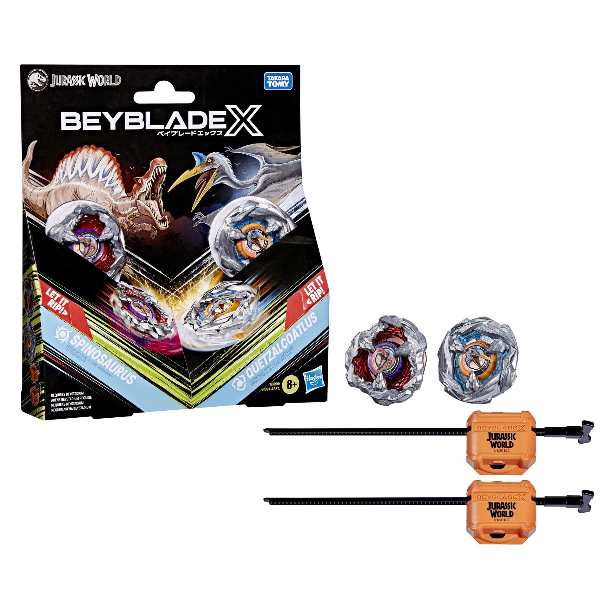 Beyblade X Jurassic World Collab Spinosaurus vs. Quetzalcoatlus Multipack Set, 2