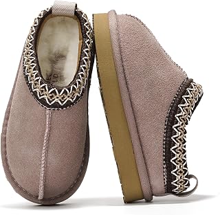 Project Cloud 100% Genuine Leather & Australian Shearling Slippers for Kids - Memory Foam Fluffy & Anti-Slip Fluffy Slippers Girls Footwear & Boys Shoes, Kids Uniform Shoes (Dreamwarm)