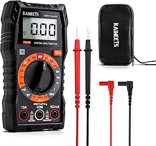 KAIWEETS Digital Multimeter Voltmeter with Case for Car Batterry Test DIY | AC/DC Voltage, with Double Fuses, Ohm Continuity Diode Tester,Accurate Readings , Backlit LCD, Compact, Gift for Home Repair