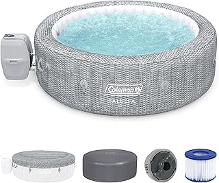 Coleman SaluSpa Sicily Energy-Efficient 5-7 Person Inflatable Hot Tub | Smart AirJet Portable Outdoor Spa, EnergySense Insulated Cover, Freeze Shield Technology, 180 Soothing Jets, 85" x 28"