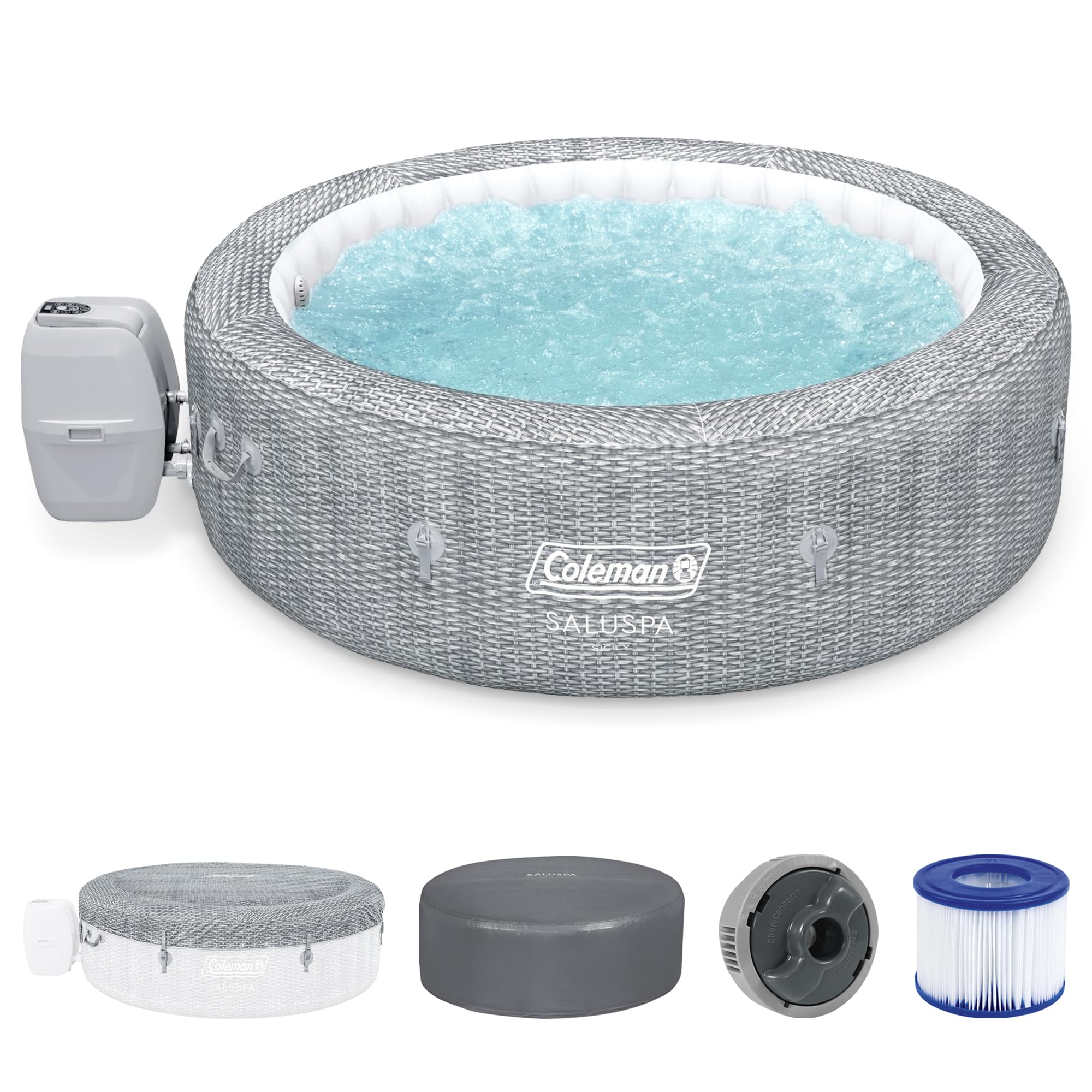 Coleman SaluSpa Sicily Energy-Efficient 5-7 Person Inflatable Hot Tub | Smart Ai