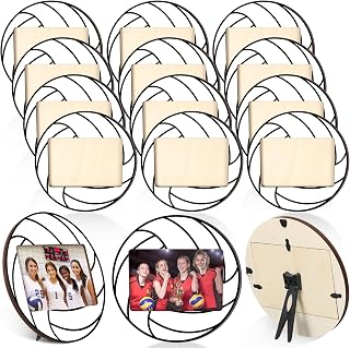 Qunclay 12 Pcs Volleyball Picture Frames Wooden 4x6 Photo Display Decor