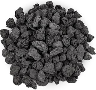 Onlyfire 10Lbs Black Lava Rock for Fire Pit/Fireplace/Gas Grill/Landscaping | Volcanic Lava Stones for Indoor Outdoor, 0.8-1.2 Inch