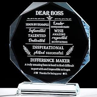 Movdyka Best Boss Gifts for Men Women Crystal Plaque Office Decor