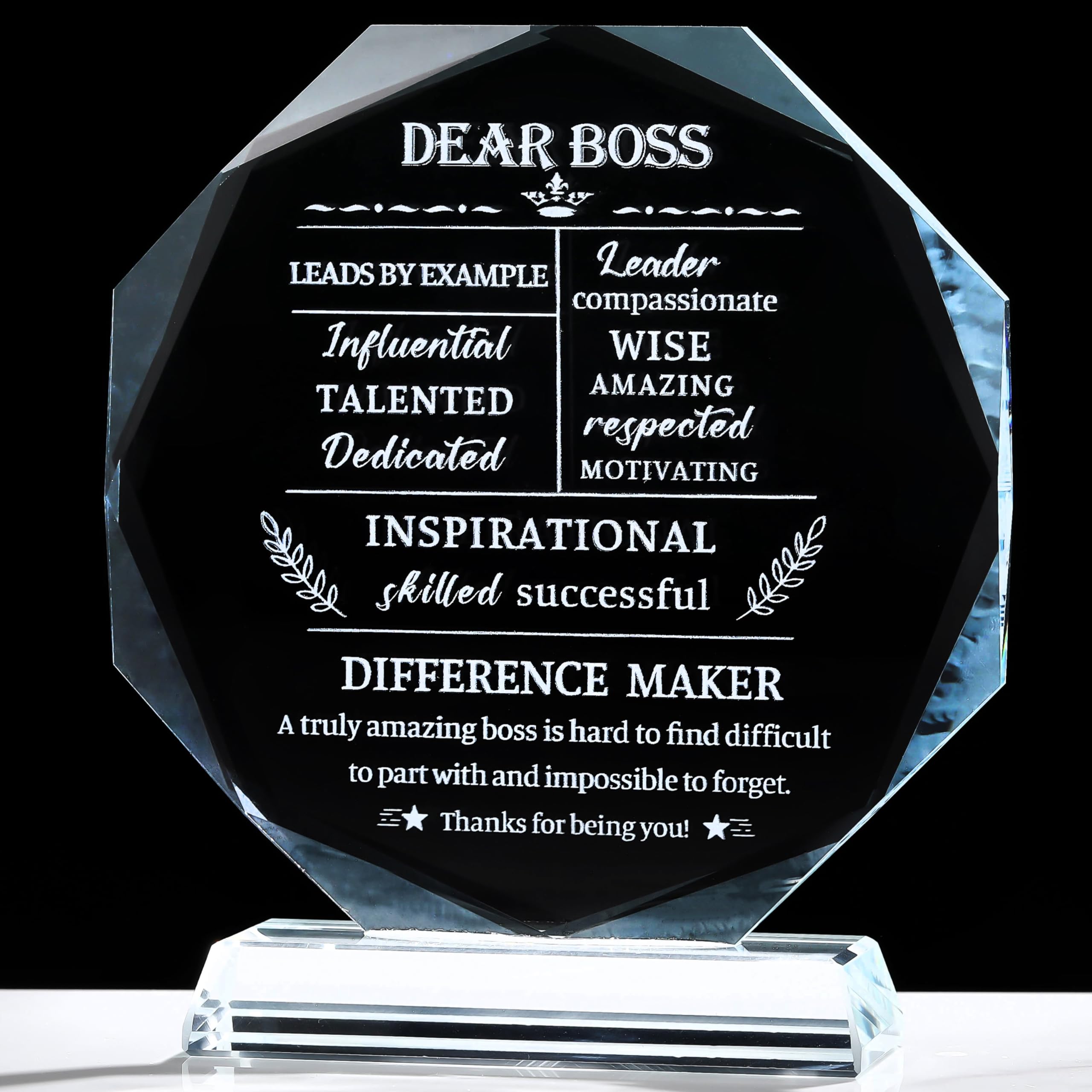 Movdyka Best Boss Gifts for Men Women Crystal Plaque Office Decor