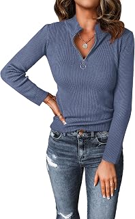 PRETTYGARDEN Maglione Autunnale 2025 da Donna, con Cerniera a Quarto, Maniche Lunghe, Collo a Costine