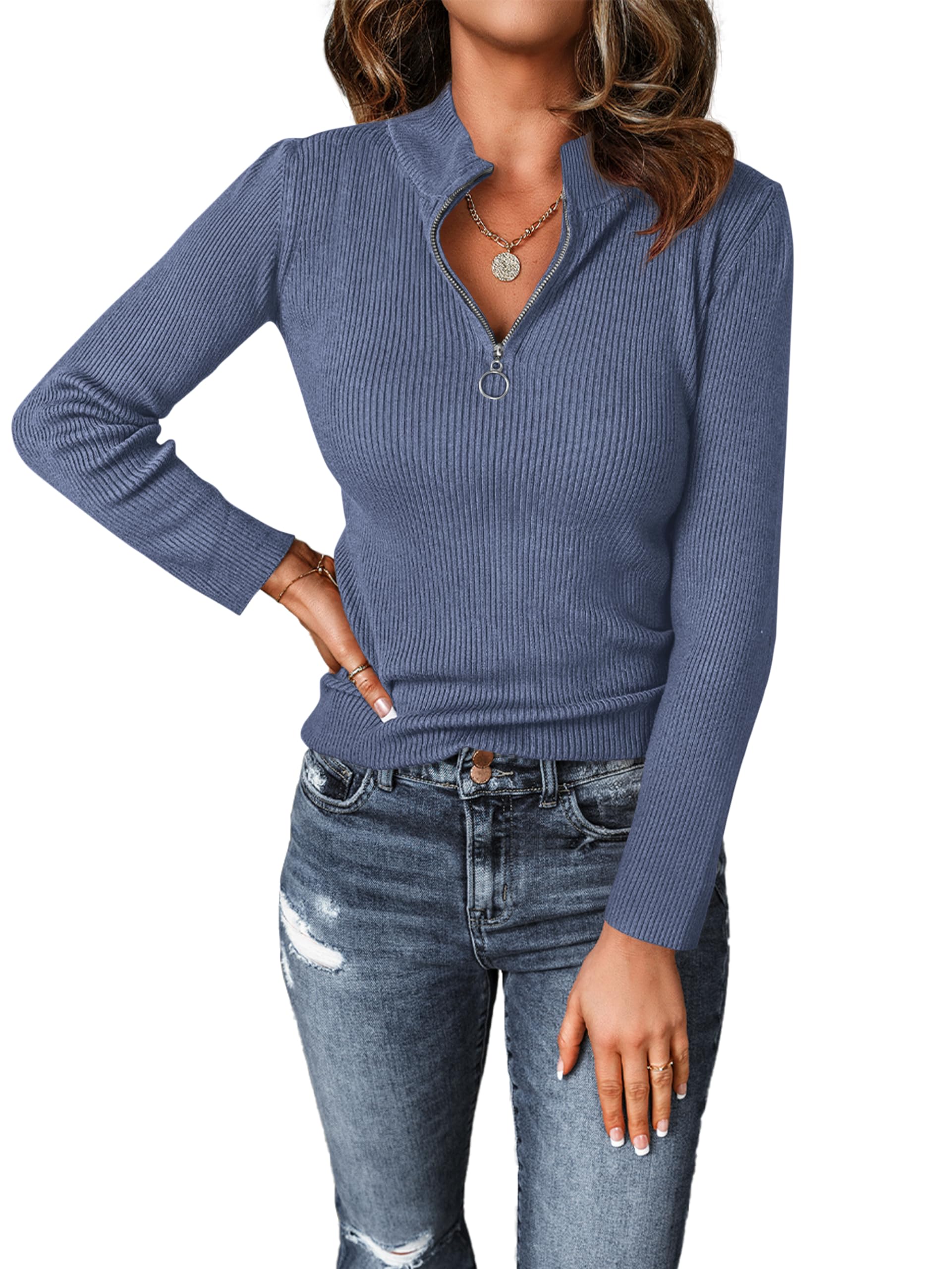 PRETTYGARDEN Maglione Autunnale 2025 da Donna, con Cerniera a Quarto, Maniche Lu