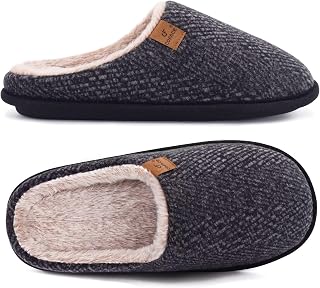COFACE Mens Cozy Memory Foam Scuff Slippers Warm Slip On House Shoes