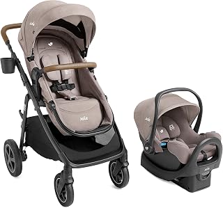 Joie Ginger DLX Pramette Stroller & Rue Infant Car Seat Travel System | Lightweight infant car seat with anti-rebound base, one-hand lie-flat pramette conversion stroller, all-terrain tires
