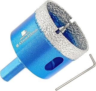 Diamond Hole Saw 45 mm with Centering Guide Drill – Brazed Diamond Drill Bit for Porcelain, Tile, Ceramic, Stone, Granite