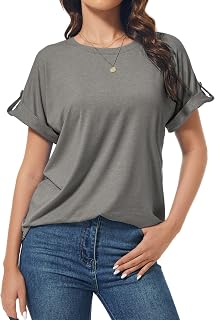 Camisetas de verano de manga corta para mujer, cuello redondo, estilo casual, holgadas, de moda, camisetas básicas