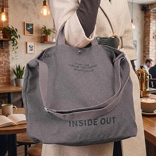 1PC Casual Canvas Shoulder Bag Large Capacity Work Bag Shopping Cross Body Bag Crossbody Bag 23.6*17 inch