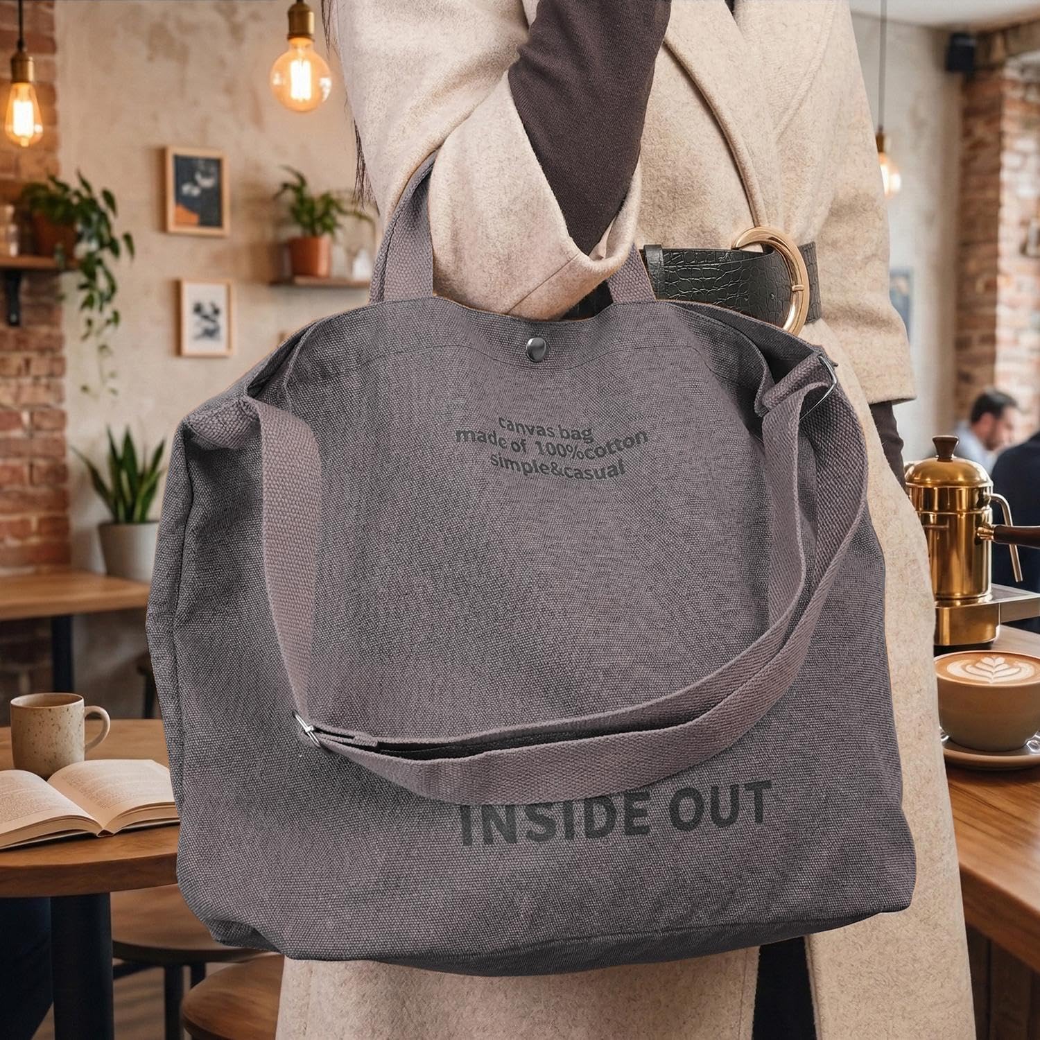 1PC Casual Canvas Shoulder Bag Large Capacity Work Bag Shopping Cross Body Bag C