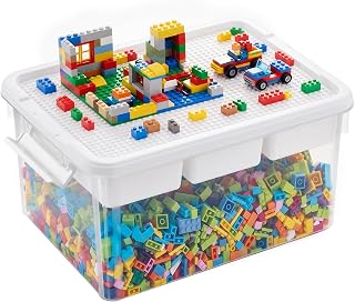 Citylife 17 QT Plastic Storage Box Building Baseplate Lid Removable Tray | Craft Organizers and Storage, Clear Art Storage Container for Organizing Bead, Tool, Sewing Supplies, Secure Clasp, 1pack
