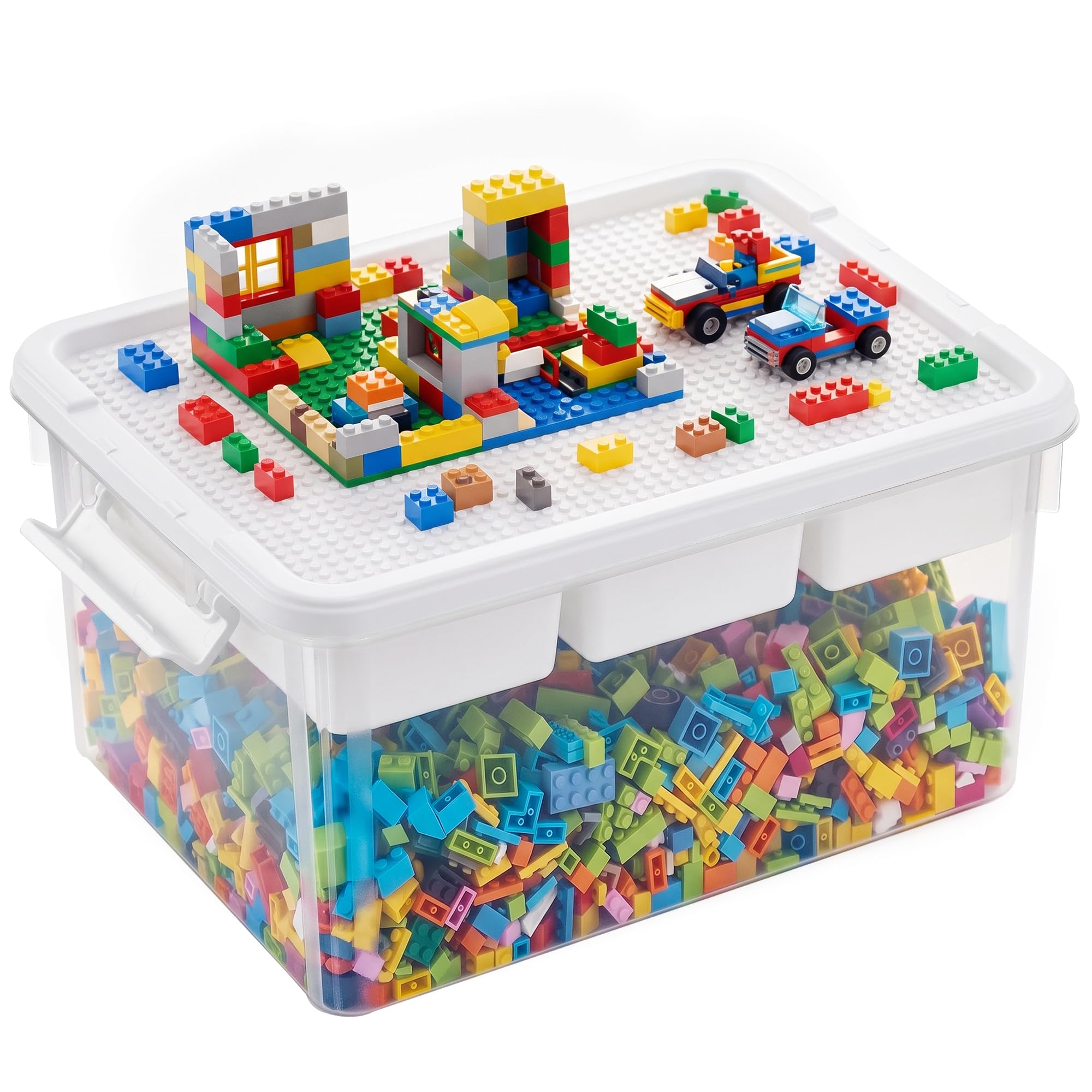 Citylife 17 QT Plastic Storage Box Building Baseplate Lid Removable Tray | Craft