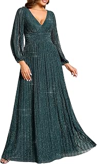 Ever-Pretty Women's Glitter Long Sleeve Plus Size Formal Dresses for Curvy