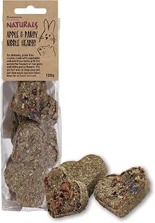 Rosewood Naturals Apple & Pansy Nibble Hearts, Small Animal Treats for Rabbits, Guinea Pigs, Chinchillas, Degus, Hamsters, Gerbils, Mice and Rats, 120g