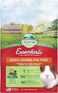 Oxbow Essentials Adult Guinea Pig Food, Timothy Hay Pellets, USA, 5 lb | Guinea Pig Pellets, Vitamin C For Guinea Pigs, Stabilized, High Fiber, Made in USA, Uniform Food, Prevents Selective Feeding