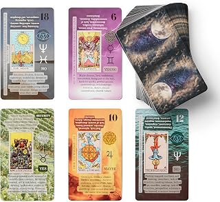 Witchy Cauldron Tarot Cards for Beginners with Meanings on Them, 78-Card Learning Tarot Deck with Guidebook, Upright & Reversed Meanings, Yes/No, Zodiac, Chakra, 2.75 x 4.75 in